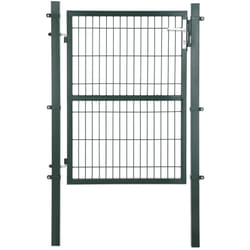 Songmics - Portillon en Acier Galvanisé, Portail de Clôture, Porte de Jardin, avec Serrure, Poignée et Clé de Qualité, 125 x 106 cm (l x h), Vert