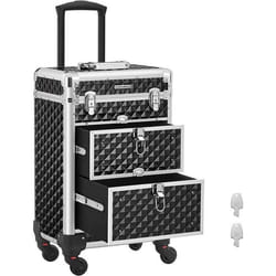 SONGMICS Valise de Maquillage Grande Taille 3 Niveaux avec Plateaux tiroirs Noir JHZ08BK