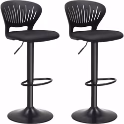 Description générale Ce lot se compose de 2 tabourets de bar au design moderne et scandinave. Le dossier noir en forme de cou ...