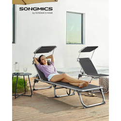 Chaise Longue Bain de Soleil Transat de relaxation Chaise de jardin pliable - Gris anthracite GCB19GYV1