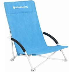 Songmics - Chaise de Plage, Pliante, avec Dossier Haut, Pliable, Légère, Confortable, Charge Importante, Chaise d'extérieur,56 x 53 x 74 cm,bleu ciel