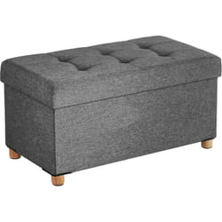 Songmics - Banc de Rangement, Tabouret rembourré Pliable, 76 x 38 x 40 cm, Coffre avec Couvercle, Pieds en Bois Massif, Volume 65L, Capacité de