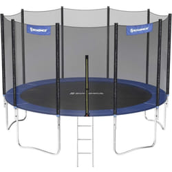 Trampoline extérieur, diamètre 427cm, TÜV Rheinland GS Certifica, Équipement jardin, avec Échelle, Filet de protection, Poteaux recouverts, Noir et