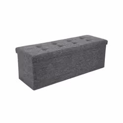 Songmics LSF77K, Pouffe/ottomane, Rectangle, Gris, mousse, Lin, Bois, Adultes et enfants