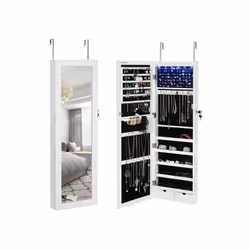 Songmics Armoire à bijoux murale, 370 mm, 95 mm, 1200 mm, Boîte à bijoux, Blanc, Panneaux MDF