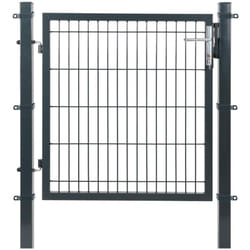 Songmics - Portillon en Acier Galvanisé, Portail de Clôture, Porte de Jardin, avec Serrure, Poignée et Clé de Qualité, 90 x 106 cm (l x h), Gris