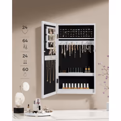 Description générale Découvrez notre armoire à bijoux murale verrouillable avec miroir, idéale pour optimiser l'espace. Son d ...