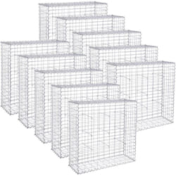 Songmics - Lot de 10, Gabion pour Pierre, cloture gabion, Argent, Cage en Métal, Mur, Décoration de Jardin, 100 x 90 x 30cm, GGB093