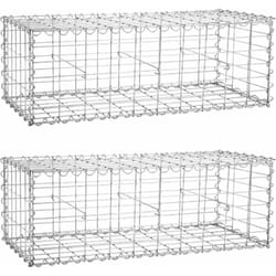 Lot de 2 Gabion pour Pierre, 100 x 30 x 30cm, cloture gabion, Cage en Métal, Panier à Pierre, Maille 5 x 10 cm, Galvanisé, Mur, Paterre, Décoration