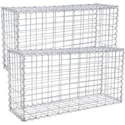 Songmics - Lot de 2, Gabion pour Pierre, 100 x 50 x 30cm, cloture gabion, Argent, Cage en Métal, Panier à Pierre, Décoration de Jardin GGB253
