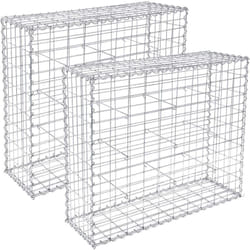 Songmics - Lot de 2 Gabion pour Pierre, 100 x 80 x 30cm, cloture gabion, Cage en Métal, Panier à Pierre, Maille 5 x 10 cm, Galvanisé, Mur, Paterre,