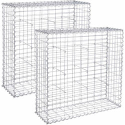 Songmics - Lot de 2 Gabion pierre 100 x 95 x 30cm cloture gabion, métallique galvanisé Banc de jardin siège gabion GGB293 (2 x GGB193)
