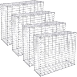Songmics - Lot de 4, Gabion pour Pierre, 100x80x30cm, cloture gabion, Cage en Métal, Panier à Pierre, Maille 5 x 10 cm, Galvanisé, Mur, Paterre,