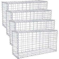 Lot de 4 Gabions pour Pierre Songmics GGB453 - 100 x 50 x 30cm - Clôture gabion - Argent - Cage en métal - Panier à pierre - Décoration de jardin