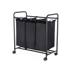 Songmics LSF003B panier à linge 132 L Rectangulaire Chrome, Nylon, Polyester, Acier Noir