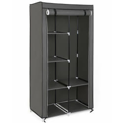 Songmics - Armoire de rangement 88 x 45 x 168cm Grise Penderie en tissu intissé 7 assemblages modulables RYG84G
