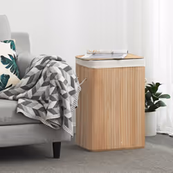 Songmics LCB10Y panier à linge Rectangulaire Bambou Bois