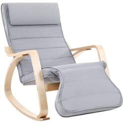 Songmics - Fauteuil à Bascule, Rocking Chair, avec Repose-Pied, Réglable en 5 Niveaux, Charge Max 150 kg, Gris