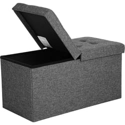 Coffre de Rangement Couvercle Pliable 76 x 38 x 38 cm, par 2 côtés Banc de Rangement Charge admissible 300 kg Grise Foncée