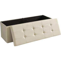 Banc avec Espace de Rangement, Siège, Coffre de Rangement, Pliable, Capacité de Charge 300 kg, 120 l, 110 x 38 x 38 cm, Imitation Lin, Beige LSF77BE