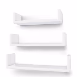 Songmics UKLWS40WT, Tablette flottante, Mural, Panneaux MDF, Blanc, Universel, 3 étagères