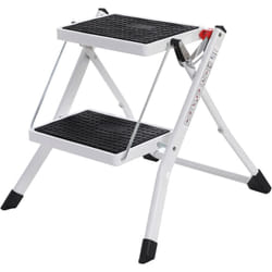 Songmics - Escabeau à 2 Marches, Marche-Pieds Pliable, Largeur de Marche 20 cm, Caoutchouc Antidérapant, avec Poignée, Charge 150 kg, en Acier, avec