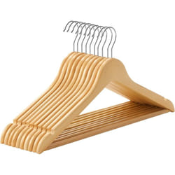 Songmics - Cintre Bois, Lot de 10, avec Encoches Antiglisse, Barre Antidérapante pour Pantalons, Crochet Pivotant à 360°, pour Costumes, Chemises,