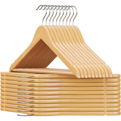 Songmics - Cintres pour Costumes, Lot de 20, Cintres en Bois massif avec Encoches, Antidérapant pour Manteaux, Chemises, Vestes, Pantalons, Crochet