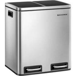 Songmics - 30L (2x15L) Poubelle à pétale pour la cuisine avec 2 Seaux intérieurs Anti-odeur Acier inoxydable Capacité Argent