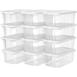 Songmics - Lot de 12 boîtes à chaussures avec Couvercle, Boîte de rangement pour chaussures, outils de couture, Petite boîte, jusqu'à la Pointure de