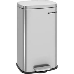 Songmics - Poubelle Cuisine 30L, Poubelle à Pédale, avec Couvercle à Fermeture en Douceur, Seau Intérieur, en Acier, Argent