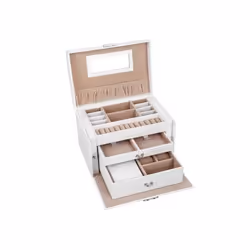 Songmics JBC121W coffret à bijoux, pochette et boîte de rangement Boîte à bijoux Panneaux MDF, Polyuréthane, Velours
