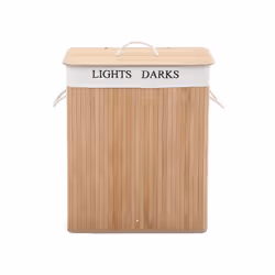Songmics LCB64Y, 100 L, Rectangulaire, Bambou, Coton, Naturel, Naturel, Bambou