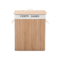 Songmics LCB64Y panier à linge 100 L Rectangulaire Bambou, Coton Naturel