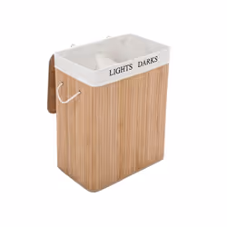 Songmics LCB64Y panier à linge 100 L Rectangulaire Bambou, Coton Naturel