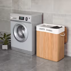 Songmics LCB64Y panier à linge 100 L Rectangulaire Bambou, Coton Naturel
