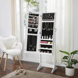 Songmics - Armoire à bijoux, Armoire avec Miroir, avec miroir psychÉ, Organisateur à bijoux, verrouillable, idÉe cadeau, Blanc JJC69WT