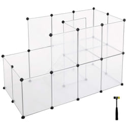 Songmics - Parc pour cochons d'Inde, avec Échelle, Enclos, Clôture modulaire, en Plastique, pour Hamsters, Lapin, Petits Animaux, Transparent LPC03W