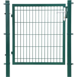 Songmics - Portillon en Acier Galvanisé, Portail de Clôture, Porte de Jardin, avec Serrure, Poignée et Clé de Qualité, 106 x 90 cm (l x h), Vert