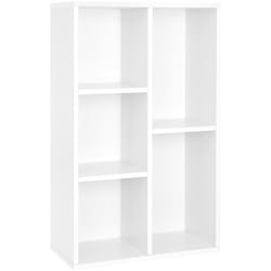 Songmics - vasagle Bibliothèque, Étagère à 5 Niveaux, Meuble de Rangement, pour Salon, Bureau, Chambre, Cloison Séparateur, 50 x 24 x 80 cm, Blanc