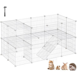 SONGMICS Clôture pour Animaux domestiques 2 Niveaux pour Petits Animaux Hamsters Lapins Cochon d’Inde143 x 73 x 71 cm LPI02W