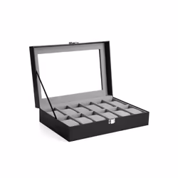 Songmics Boîte montres 12 cases noir