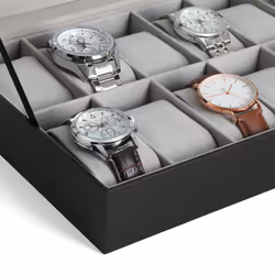 Songmics Boîte montres 12 cases noir