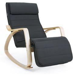 Fauteuil à Bascule, Chaise berçante, avec Repose-Pieds réglable à 5 Niveaux, avec Oreiller, Housse en Coton, Capacité de Charge 150 kg, Gris