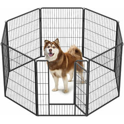 Parc pour Chien, Clôture, Enclos, 8 Grilles de 77 x 100 cm, Noir - Feandrea