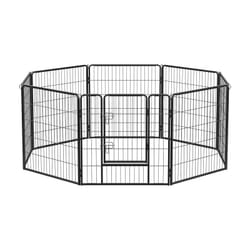 Parc pour Chien, Clôture, Enclos, 8 Grilles de 77 x 80 cm, Noir - Feandrea