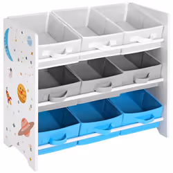 Étagère de rangement enfant pour jouets et livres 9 Boîtes amovibles Tissu non-tissé 625 x 295 x 60 cm Blanc GKR33WT SONGMICS