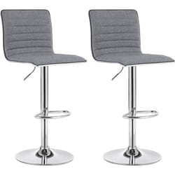 Lot de 2 tabourets de Bar chromé revêtement en Tissu Hauteur réglable rotative à 360°Grande Base Ø41 cm Gris LJB15G