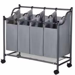 Songmics LSF005GS panier à linge 140 L Rectangulaire Nylon, Polyester, Acier Gris