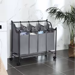 Songmics LSF005GS panier à linge 140 L Rectangulaire Nylon, Polyester, Acier Gris